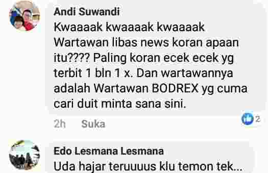 Menghina Profesi Wartawan, Pimred Media Libas News Akan Polisikan Akun Facebook “ANDI SUWANDI”