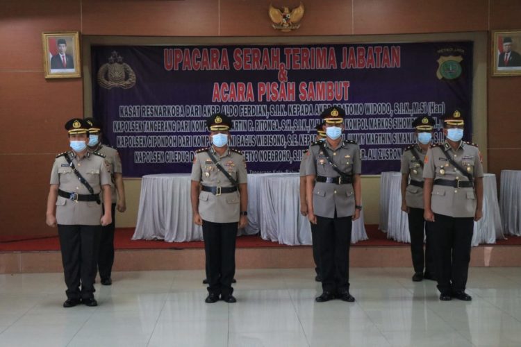 Polres Metro Kota Tangerang Melaksanakan Serah Terima Jabatan Kasat Narkoba, Polsek Tangerang, Polsek Cipondoh dan Polsek Cileddug