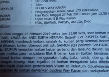 SINNUDIN Berharap Polres Way Kanan Cepat Tanggap Untuk Memproses Aduan Warga Way Kanan
