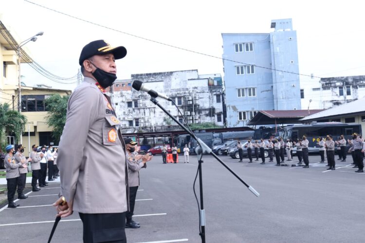 Kapolda Sumsel Pimpin Apel Pagi Di Lapangan Mapolda