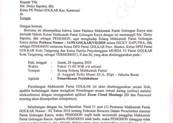 Sidang Perdana Permohonan Perselisihan Partai Golkar Kota Tangerang