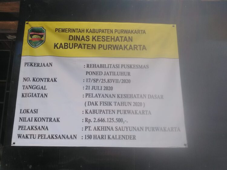 Pembangunan Rehabilitasi Puskesmas Poned Jatiluhur Diduga Tak Sesuai RAB Dan Terkesan Asal Jadi