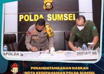 PENANDATANGANAN NASKAH NOTA KESEPAHAMAN POLDA SUMSEL DENGAN PT .MITRA ANEKA REZEKI
