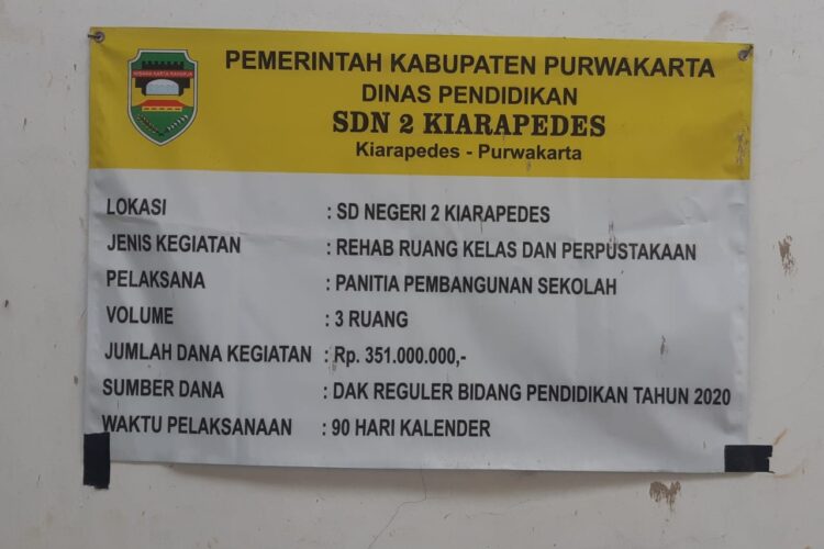 Dugaan Adanya Peyimpangan Anggaran Dana ALOKASI Khusus ( DAK ) Sekolah Di Sdn 2 Kiarapedes,Kejari Purwakarta Diminta Usus Tuntas