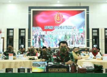 Melalui Vicon, Kasdam XII/Tpr Ikuti Rapat Paripurna TMMD ke-41
