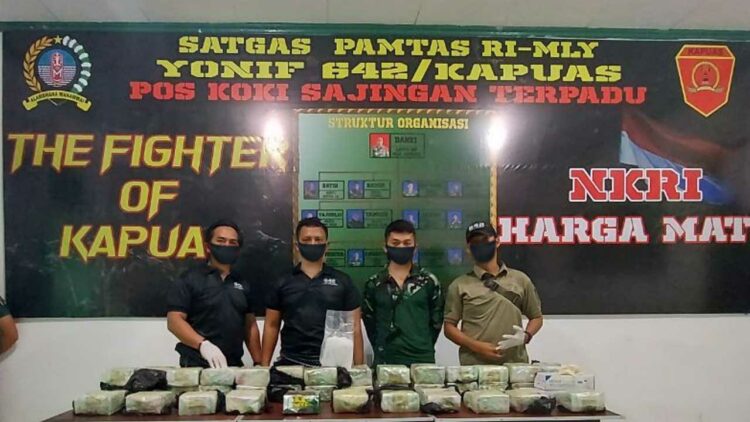 Satgas Pamtas Yonif 642/Kps Amankan Sabu 42,928 Kilogram Di Jalur Inspeksi Patroli Perbatasan (JIPP)