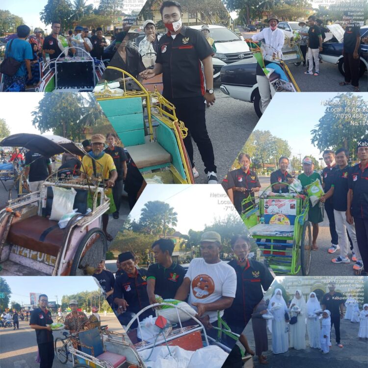 Ketua KPK – Nusantara Sumenep Sekaligus LBH Peduli Hukum & Ham Bagi Bagi Nasi Kotak Dan Sembako