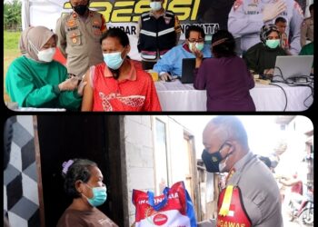 Pelaksanaan Vaksinasi Dan Penyaluran Sembako Di Pimpin Langsung Kapolresta Bandara Soekarno Hatta