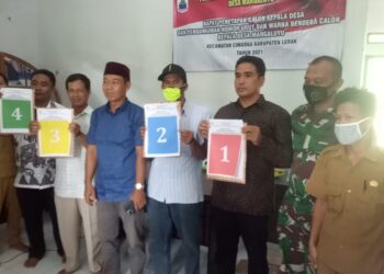 Panitia Pilkades Desa Margaluyu Gelar Penentuan Nomor Urut dan Warna Bendera
