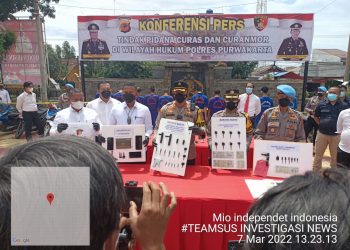 Polres Purwakarta Berhasil Bekuk 14 Pelaku CURAT,Lengkap Dengan Barang Bukti 14 Unit Sepedah Motor Dan 3 Unit Kendaraan Roda Dua