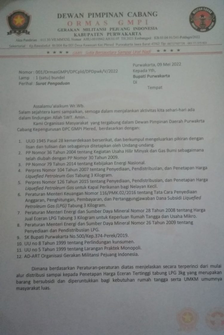 FAKTA LPG 3 KG BERSUBSIDI DI JUAL DI ATAS HET TAK TERBANTAHKAN, SK BUPATI PURWAKARTA NO 500 .DIDUGA SEOLAH TAK BERGUNA