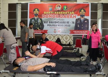 Polres Nias Gelar Donor Darah Serentak, Sambut Hut Bhayangkara ke-76 Tahun 2022
