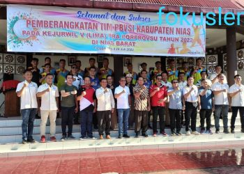 Bupati Nias Berangkatkan Kontingen Bola Voli Kabupaten Nias Pada KEJURWIL V PRA PORPROVSU Tahun 2022 dI Nias Barat