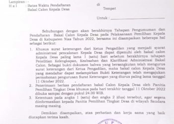 Bupati Nias Sampaikan Batas Waktu Pendaftaran Bakal Calon Kades