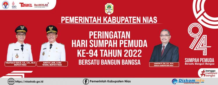 Pemerintah Kabupaten Nias mengucapkan Selamat HUT Sumpah Pemuda ke 94 Tahun 2022
