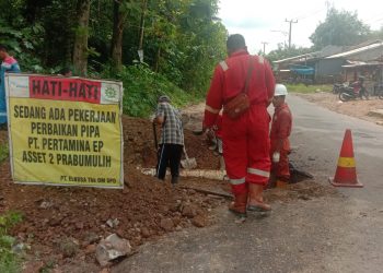 Pertamina EP Prabumulih Cepat Tanggap Tangani Kerusakan Pipa Dijalan Nigata Kota Prabumulih