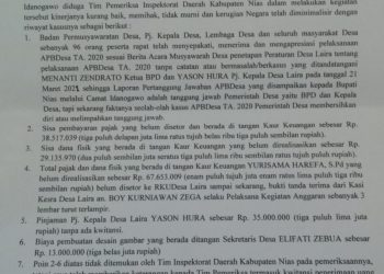 Kinerja Tim Pemeriksa Inspektorat Kurang Baik, Boy Kurniawan Zega Surati Bupati Nias