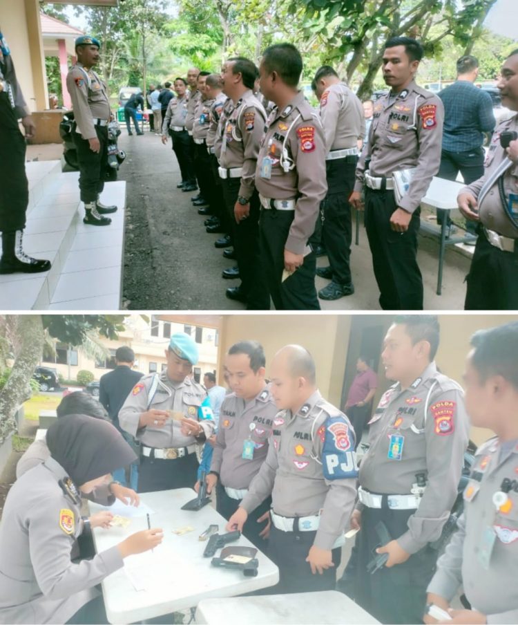 Biro Logistik Bersama Provos Bidpropam Polda Banten Laksanakan Pengecekan Senjata Api Personel Ditlantas