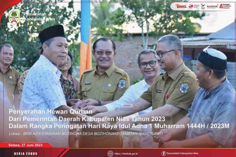 BUPATI NIAS SERAHKAN HEWAN QURBAN IDUL ADHA’ 1444 HIJRIAH/2023 M