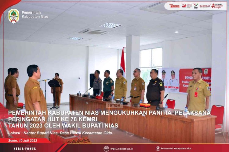 Wabup Nias Lantik Panitia HUT Kemri Ke 78 Tahun 2023