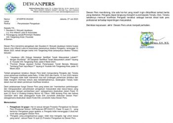 Pengaduan Mulyadi Jayabaya Gugur di Dewan Pers, Info Tangerang Kota Berjaya