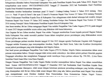 GUGATAN BE’ARO ZEBUA DITOLAK PTUN