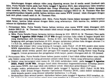 Video Postingan Putra Natalis Giawa Terkait dokter RSUD dr. Thomsen Nias Tidak Benar