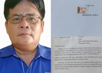 Aroziduhu Zebua, Kader Partai Demokrat Kabupaten Nias Mengundurkan Diri