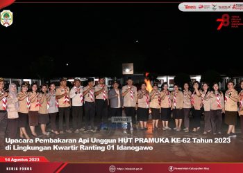 UPACARA PEMBAKARAN API UNGGUN HUT PRAMUKA KE-62 TAHUN 2023 DI LINGKUNGAN KWARTIR RANTING 01 IDANOGAWO