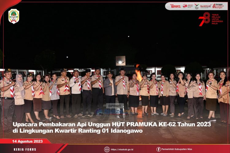 UPACARA PEMBAKARAN API UNGGUN HUT PRAMUKA KE-62 TAHUN 2023 DI LINGKUNGAN KWARTIR RANTING 01 IDANOGAWO