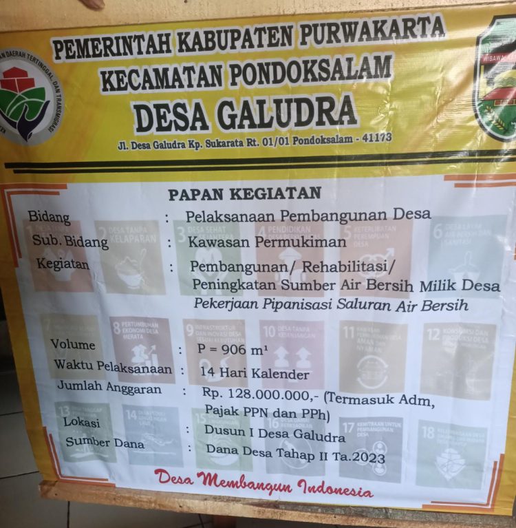Peningkatan Sanitasi Air Bersih dengan Dana Desa,terbukti di Desa Galudra hari ini Dialokasikan