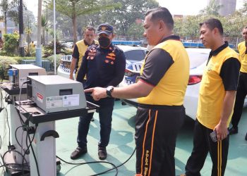 Kurangi Polusi Udara, Polresta Bandara Soekarno-Hatta (Soetta) Gelar Uji Emisi