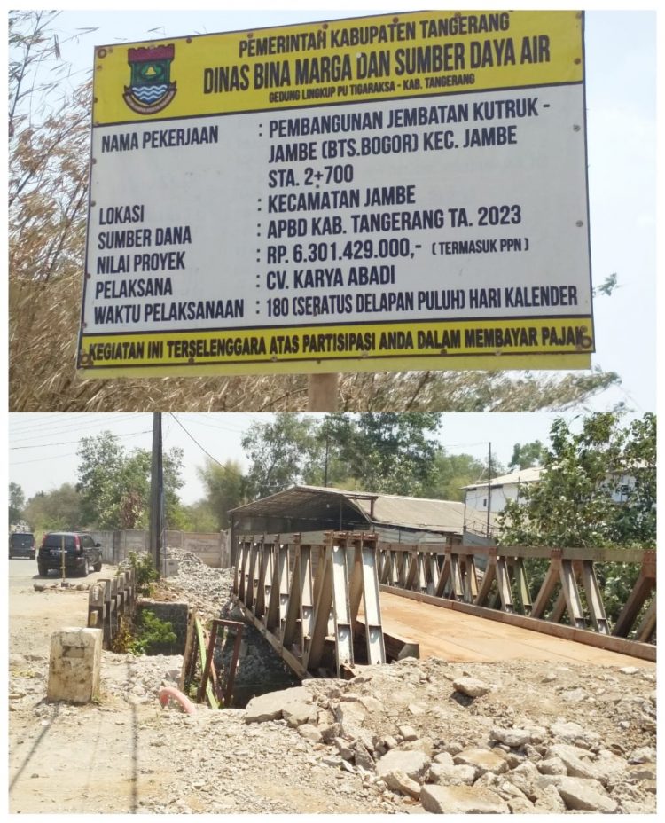 Pembangunan Jembatan Penghubung Antara Bogor & Tangerang ” Di Wilayah Kecamatan Jambe Diduga Mangkrak