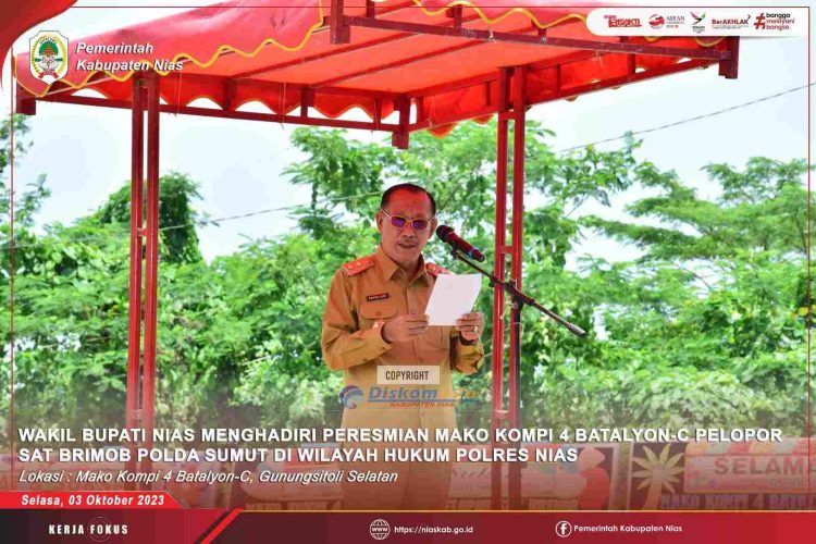 WABUP NIAS APRESIASI PERESMIAN MAKO KOMPI 4 BATALYON C PELOPOR SAT BRIMOB POLDA SUMUT DI WILAYAH HUKUM POLRES NIAS