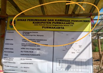 Proyek Drainase di desa Sumurugul kecamatan Wanayasa Diduga dikerjakan Secara Asal Pasang asal Jadi
