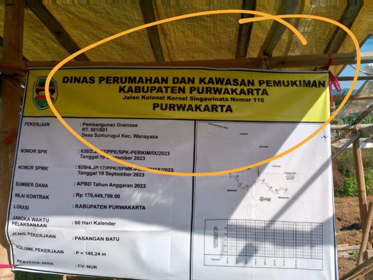 Proyek Drainase di desa Sumurugul kecamatan Wanayasa Diduga dikerjakan Secara Asal Pasang asal Jadi