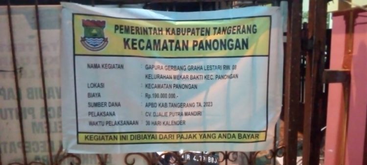 Buang-Buang Anggaran, Pembangunan Gapura di Graha Lestari Panongan Capai Ratusan Juta Rupiah