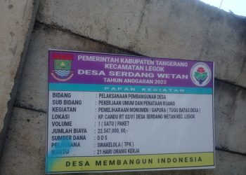 Buang-Buang Anggaran, Pembangunan TUGU Desa Serdang Wetan Habiskan Anggaran Puluhan Juta Rupiah