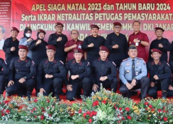 Apel Siaga Natal 2023 dan Tahun Baru 2024 Serta Ikrar Netralitas Petugas Pemasyarakatan di Lingkungan Kanwil Kemenkumham DKI