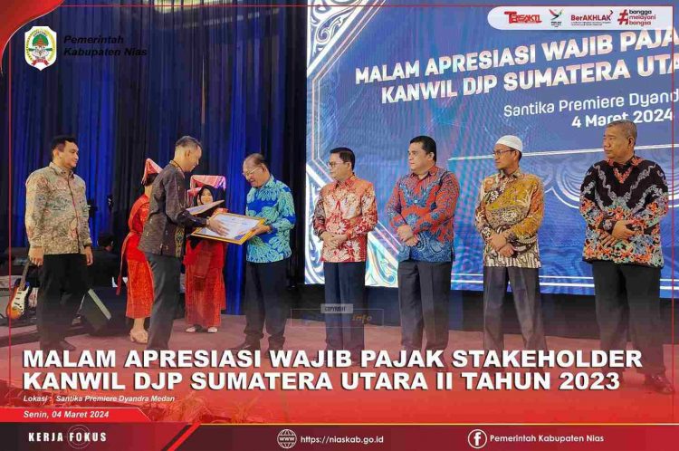 PEMKAB NIAS TERIMA PENGHARGAAN ATAS PEMBUATAN BERITA ACARA REKONSILIASI (BAR) TERCEPAT TAHUN 2023 KANWIL DJP SUMATERA UTARA