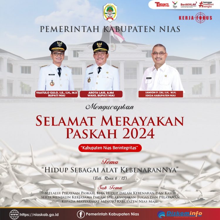 Selamat Merayakan Paskah  Pemerintah Kabupaten Nias Mengucapkan Selamat Merayakan Paskah Tahun 2024