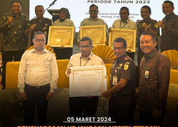 Rapat Monitoring dan Evaluasi Kerjasama, Kejari Kota Tangerang Raih Penghargaan Pemulihan Keuangan Negara