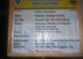 Anggaran Dana desa (DD) tahap 1 di Desa Galudra,pada Pembanggunan Jalan Menunjang sekaligus Mempermudah Akses dibeberapa Desa yang Melintasi