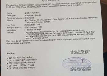 Diduga Oknum Polres Tangerang Selatan Coba Main Mata dilaporkan pemilik Sworom dari Cisoka Ke Mabes Polri