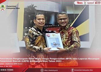 Ketiga Kalinya, Pemkab Nias Raih WTP Atas LKPD T.A 2023