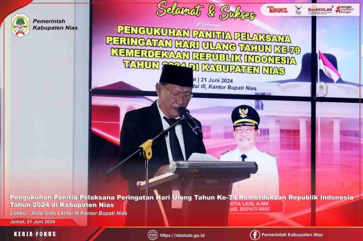 Wabup Nias Kukuhkan Panitia HUT Kemri Ke-79 Tahun 2024