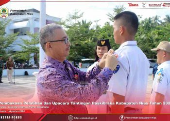 SEKDA KAB. NIAS MEMBUKA SECARA RESMI PELATIHAN DAN UPACARA TANTINGAN PASKIBRAKA TAHUN 2024