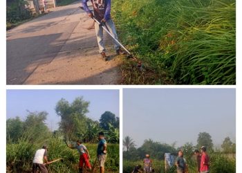 Warga Kp.Barat Desa Daru Giat Bersih-bersih Lingkungan Dalam Rangka Menyambut HUT RI ke 79