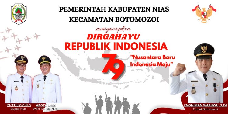 Pemerintah Kecamatan Botomozoi  Mengucapkan  Selamat Dirgahayu Republik Indonesia Ke-79 Tahun 2024