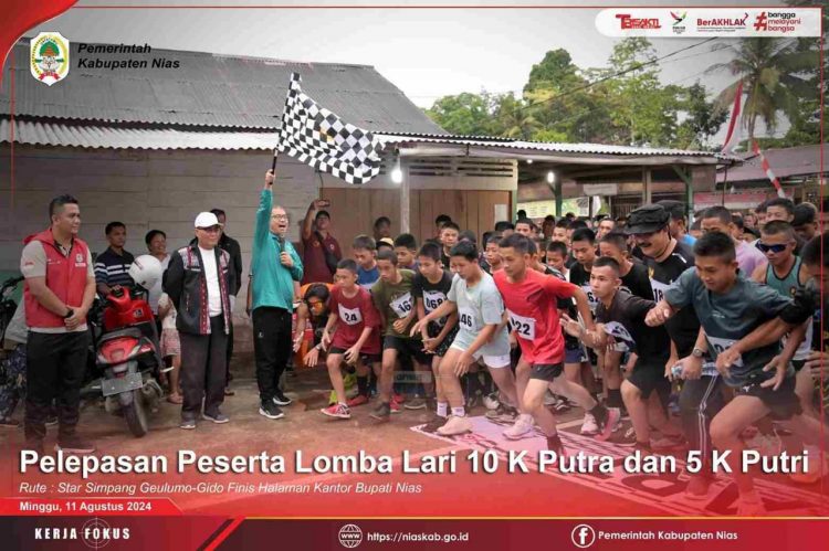LOMBA LARI 10 K PUTRA DAN 5 K PUTRI, TURUT MEMERIAHKAN HUT KE 79 KEMRI DI KAB. NIAS